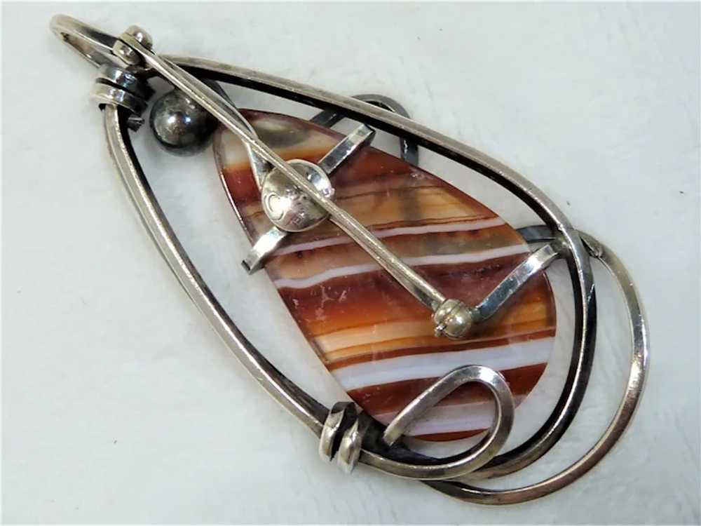 Otto Robert Bade Agate Sterling Mid-Century Pin P… - image 6