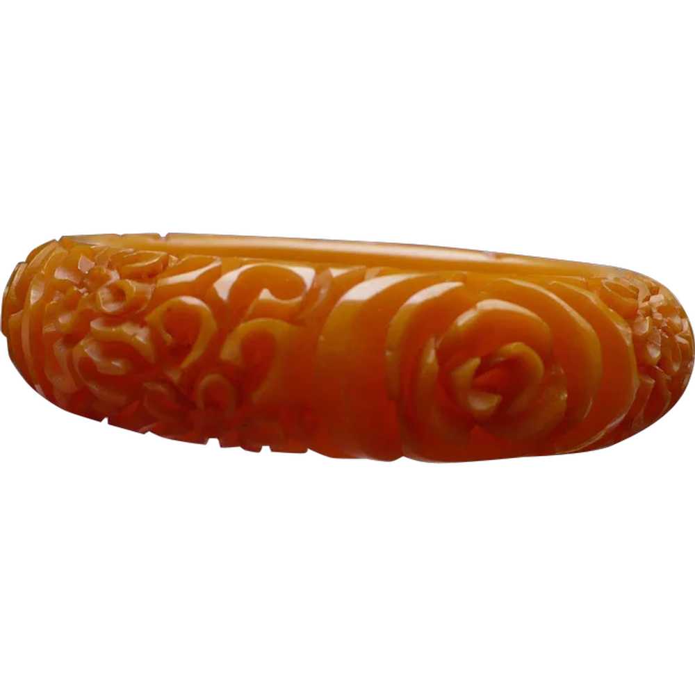 Butterscotch Deep Carved Bakelite Bracelet - image 1