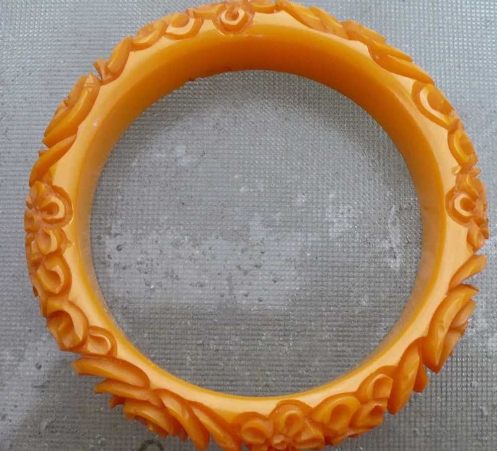 Butterscotch Deep Carved Bakelite Bracelet - image 2