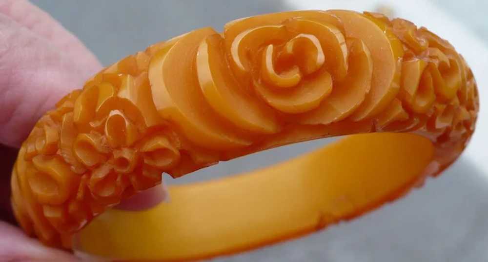 Butterscotch Deep Carved Bakelite Bracelet - image 3