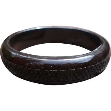 Black Carved Bakelite Bracelet
