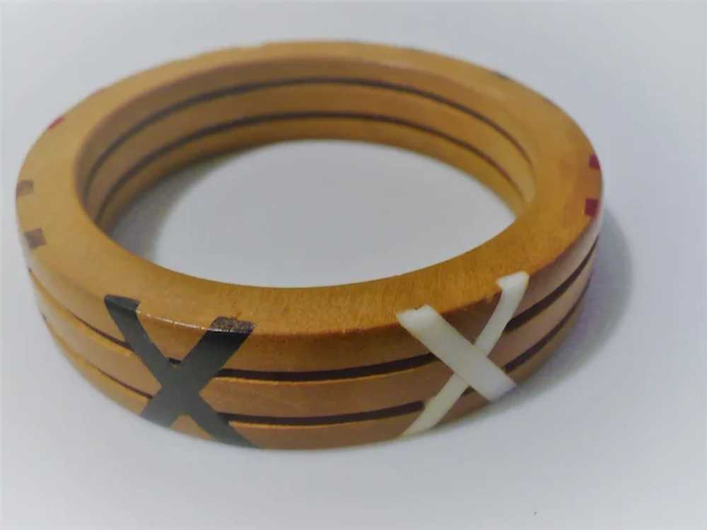 Wood Bakelite X Bracelet - image 2