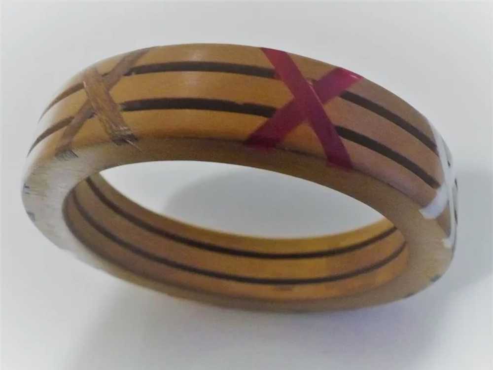 Wood Bakelite X Bracelet - image 3