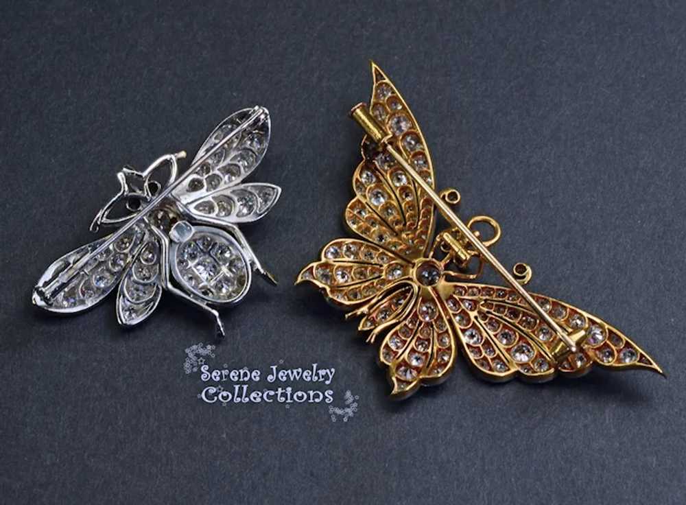 Edwardian Platinum Diamond Butterfly Bee Brooch A… - image 6