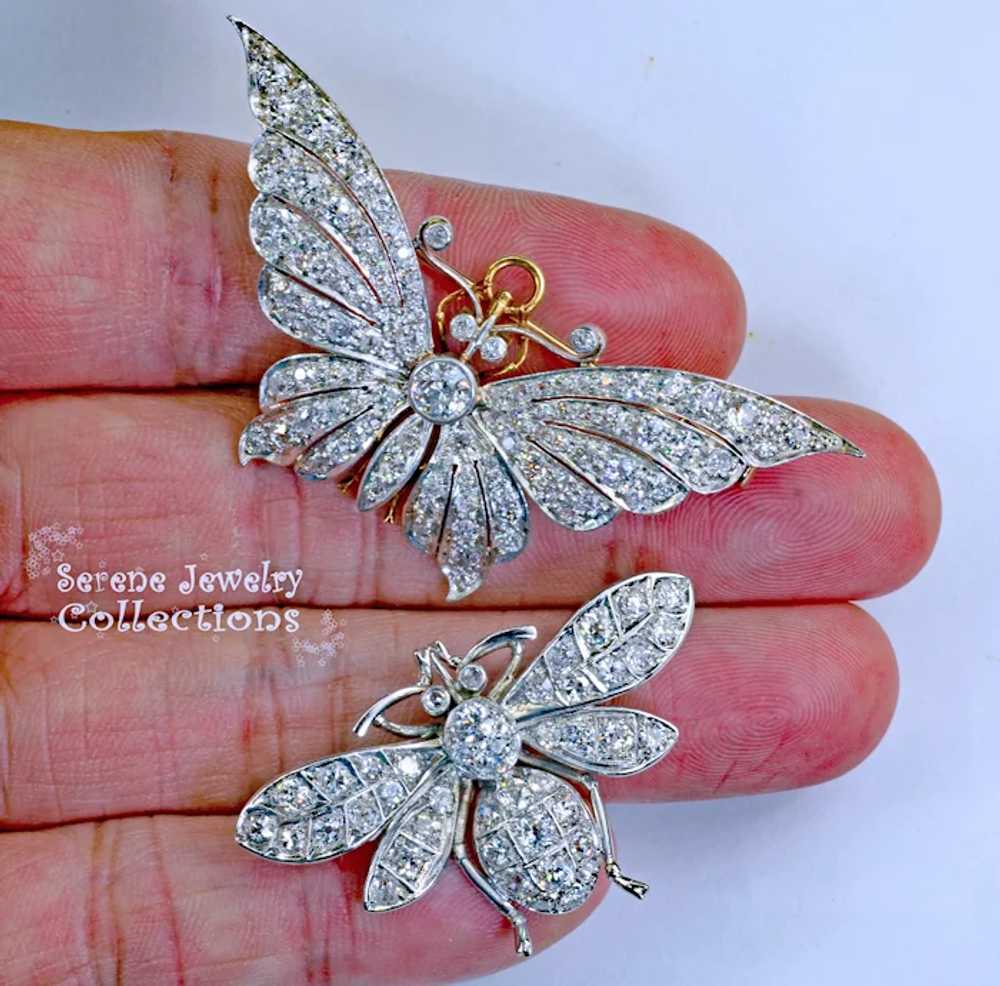 Edwardian Platinum Diamond Butterfly Bee Brooch A… - image 7