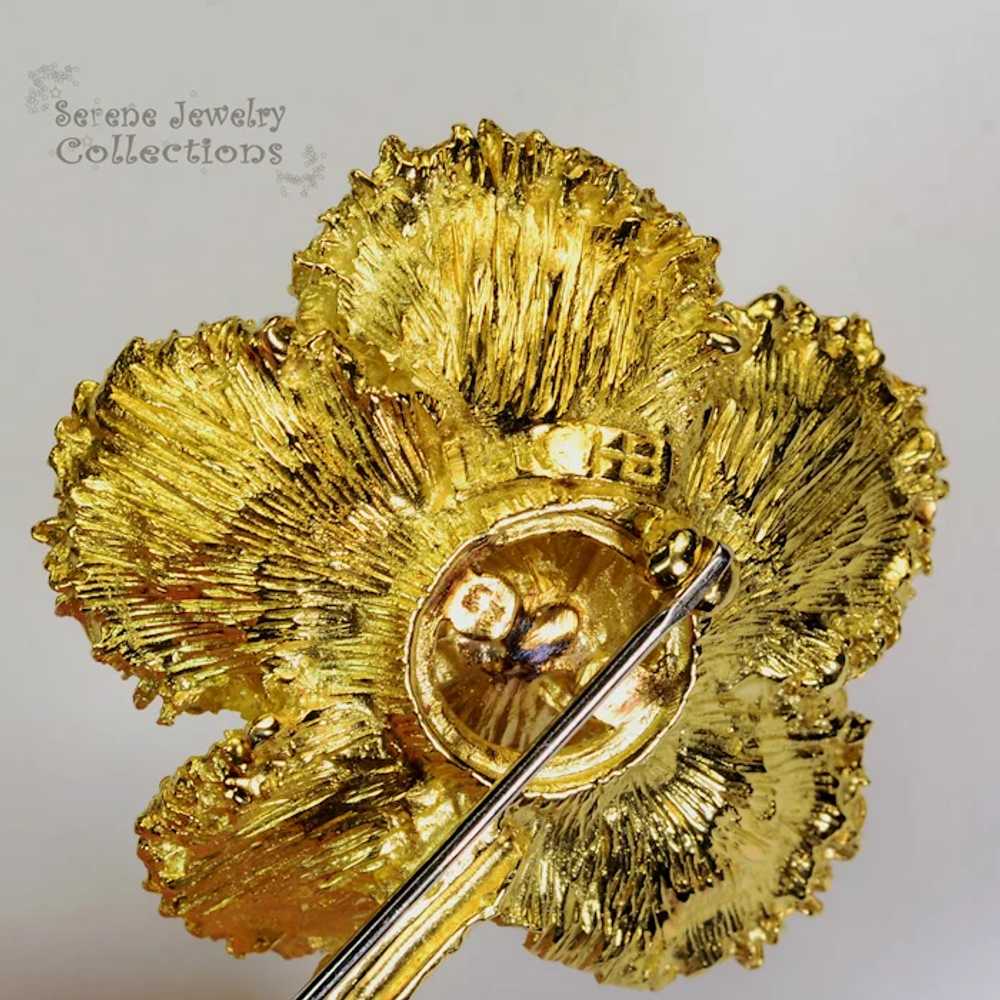 Hammerman Brothers Diamond 18k Gold Flower Brooch… - image 6