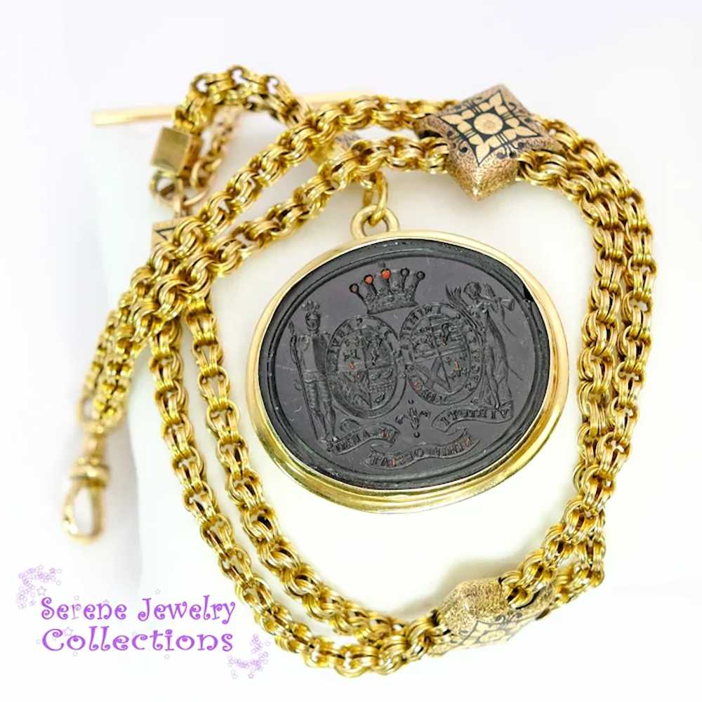 Antique Georgian Chain FOB 14k Yellow Gold with S… - image 3