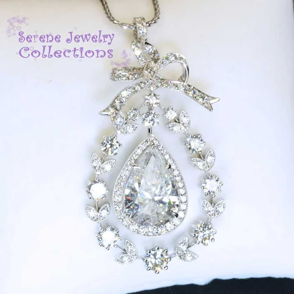 8 carat Diamond Pear 18k White Gold Pendant 14k W… - image 10