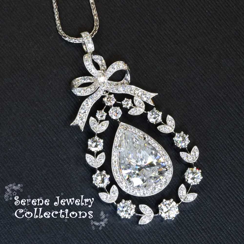 8 carat Diamond Pear 18k White Gold Pendant 14k W… - image 11