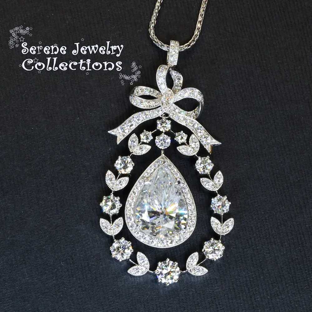 8 carat Diamond Pear 18k White Gold Pendant 14k W… - image 12