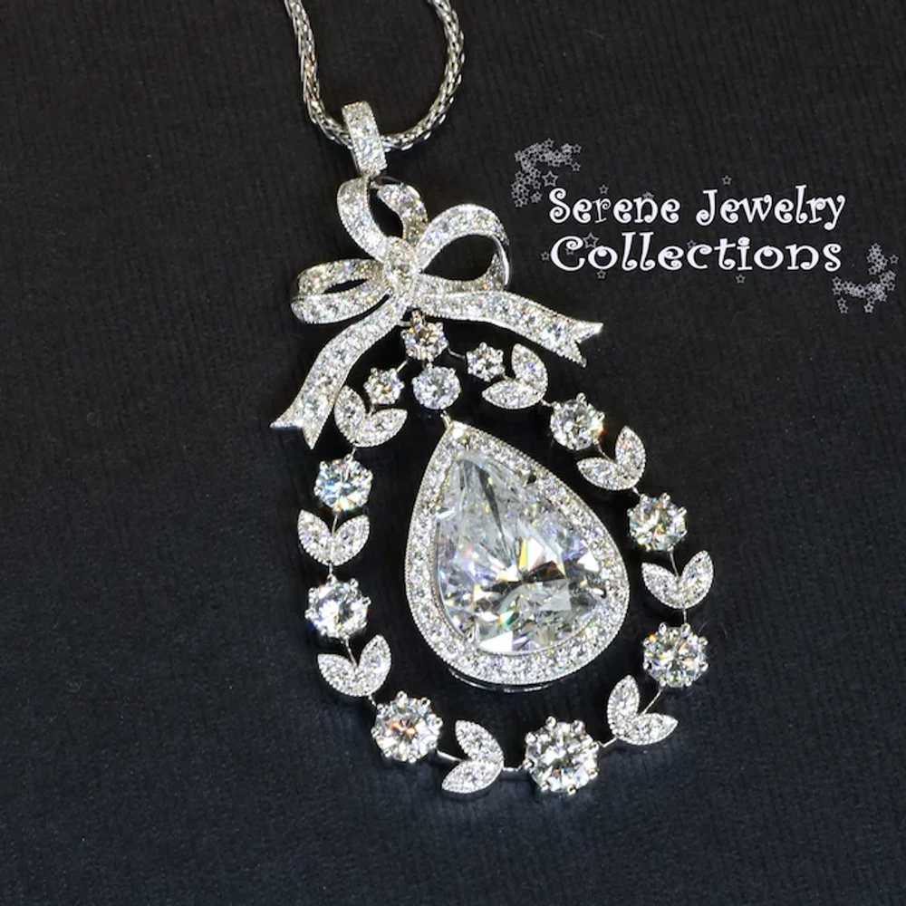 8 carat Diamond Pear 18k White Gold Pendant 14k W… - image 2