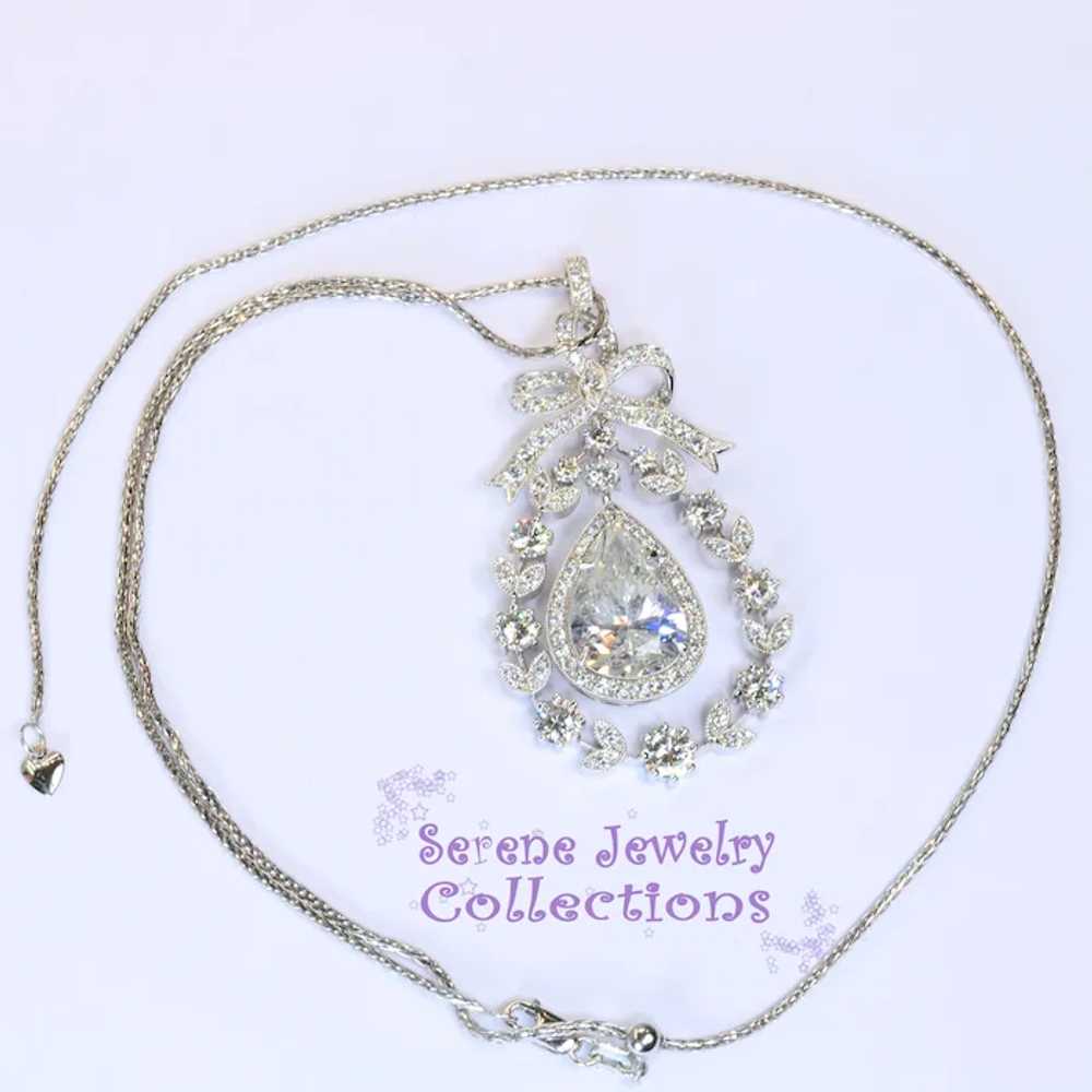 8 carat Diamond Pear 18k White Gold Pendant 14k W… - image 3