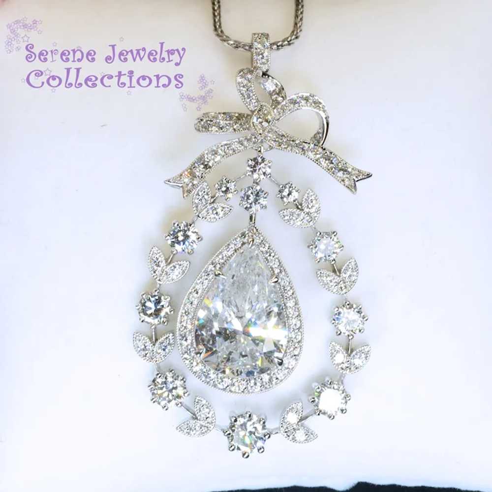 8 carat Diamond Pear 18k White Gold Pendant 14k W… - image 5