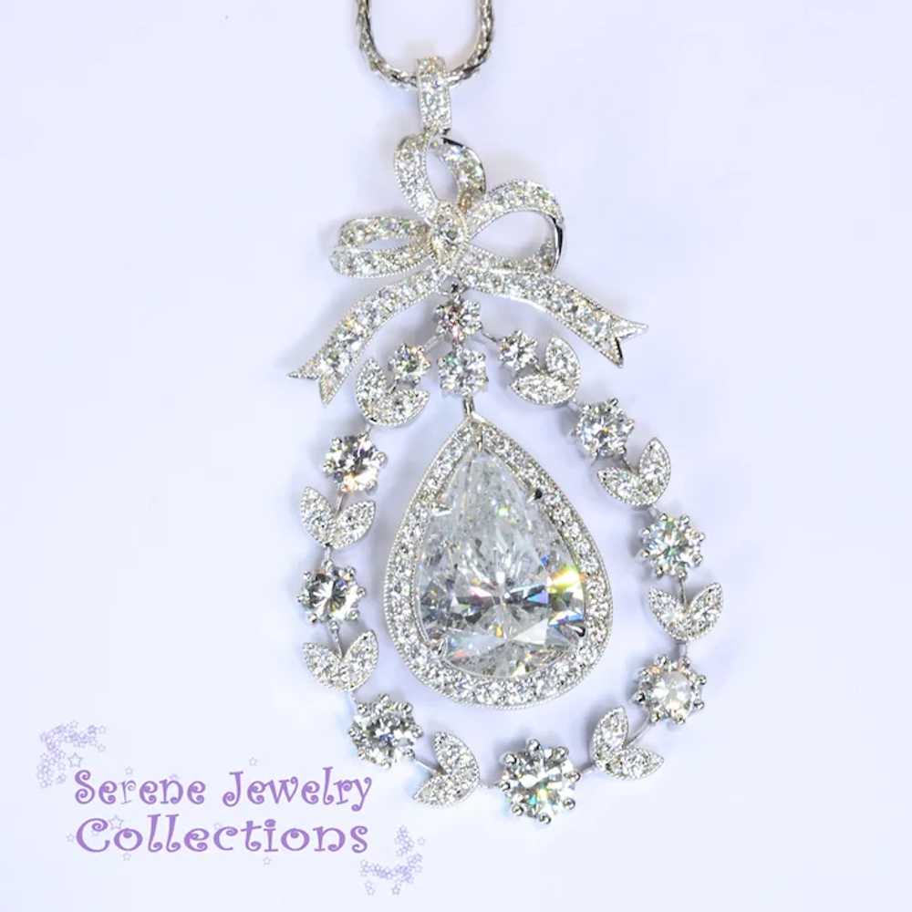 8 carat Diamond Pear 18k White Gold Pendant 14k W… - image 9