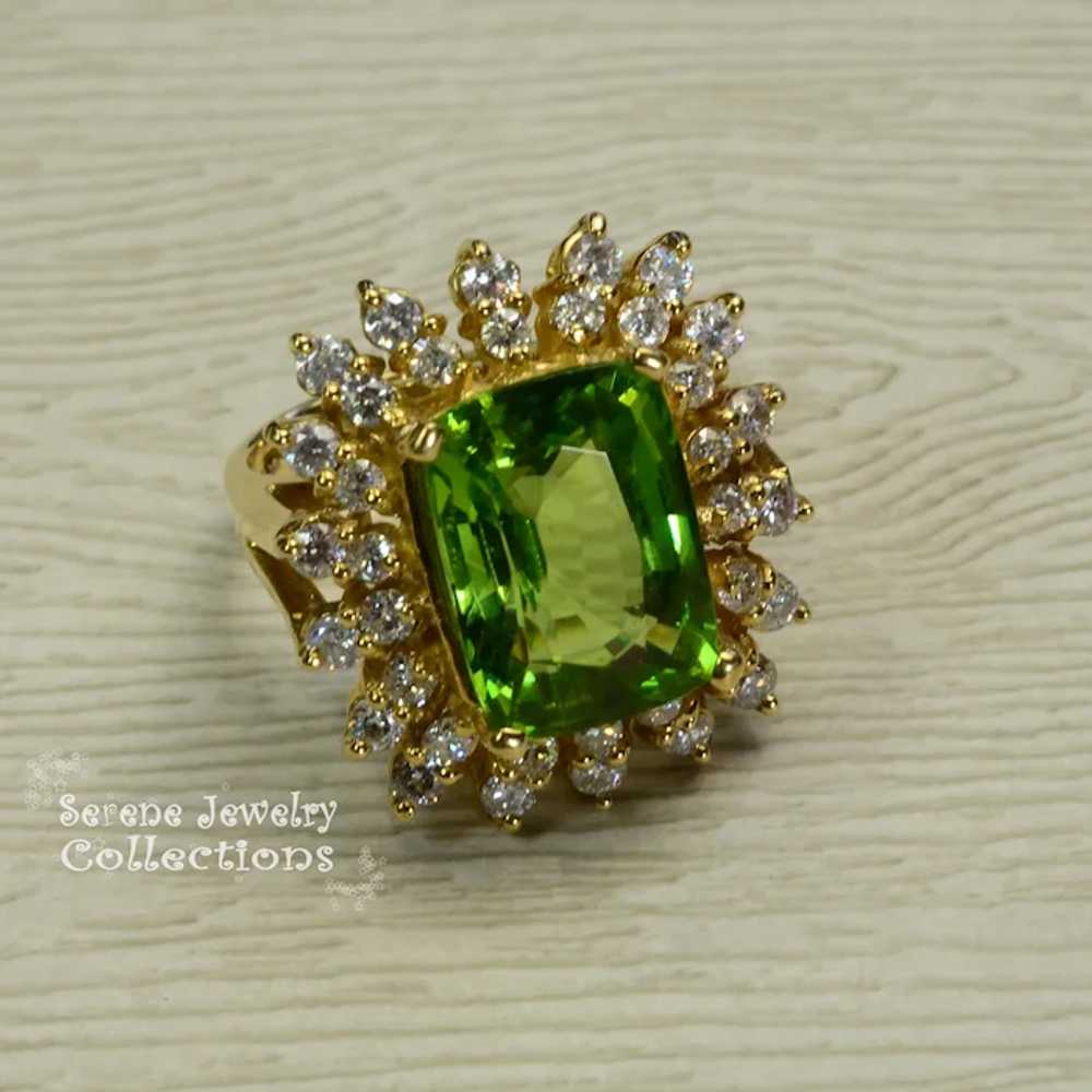 6.12CT Peridot Diamond 14k Solid Gold Ring Vintag… - image 10