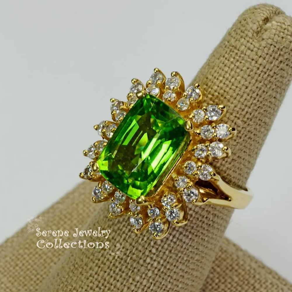 6.12CT Peridot Diamond 14k Solid Gold Ring Vintag… - image 5