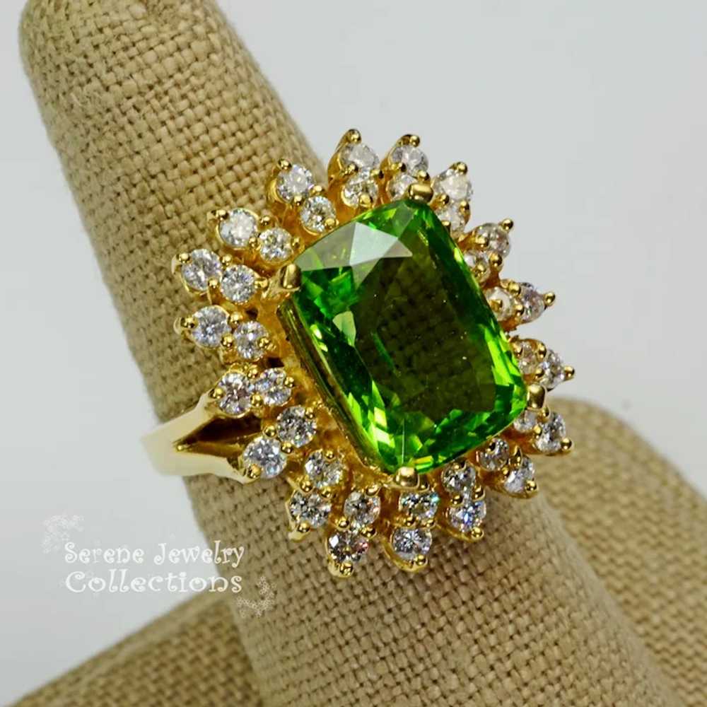 6.12CT Peridot Diamond 14k Solid Gold Ring Vintag… - image 6