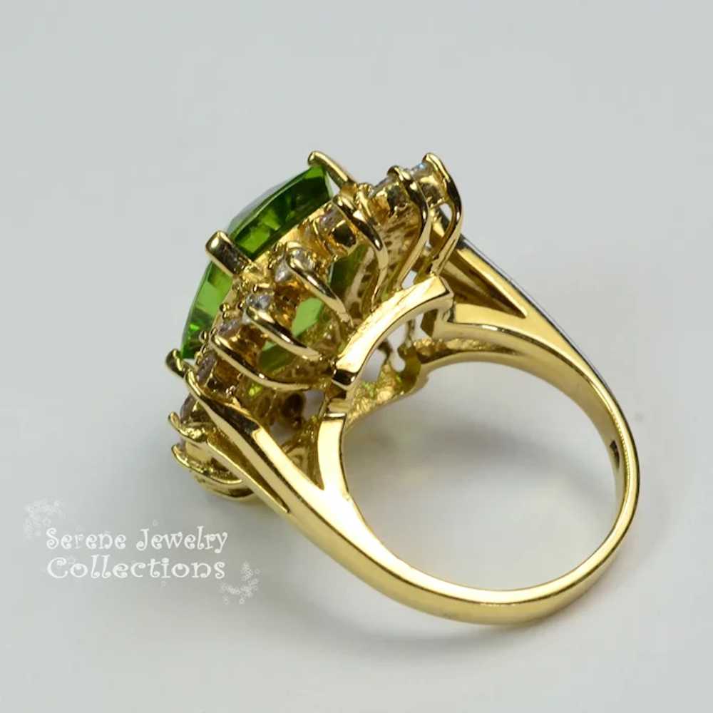 6.12CT Peridot Diamond 14k Solid Gold Ring Vintag… - image 7