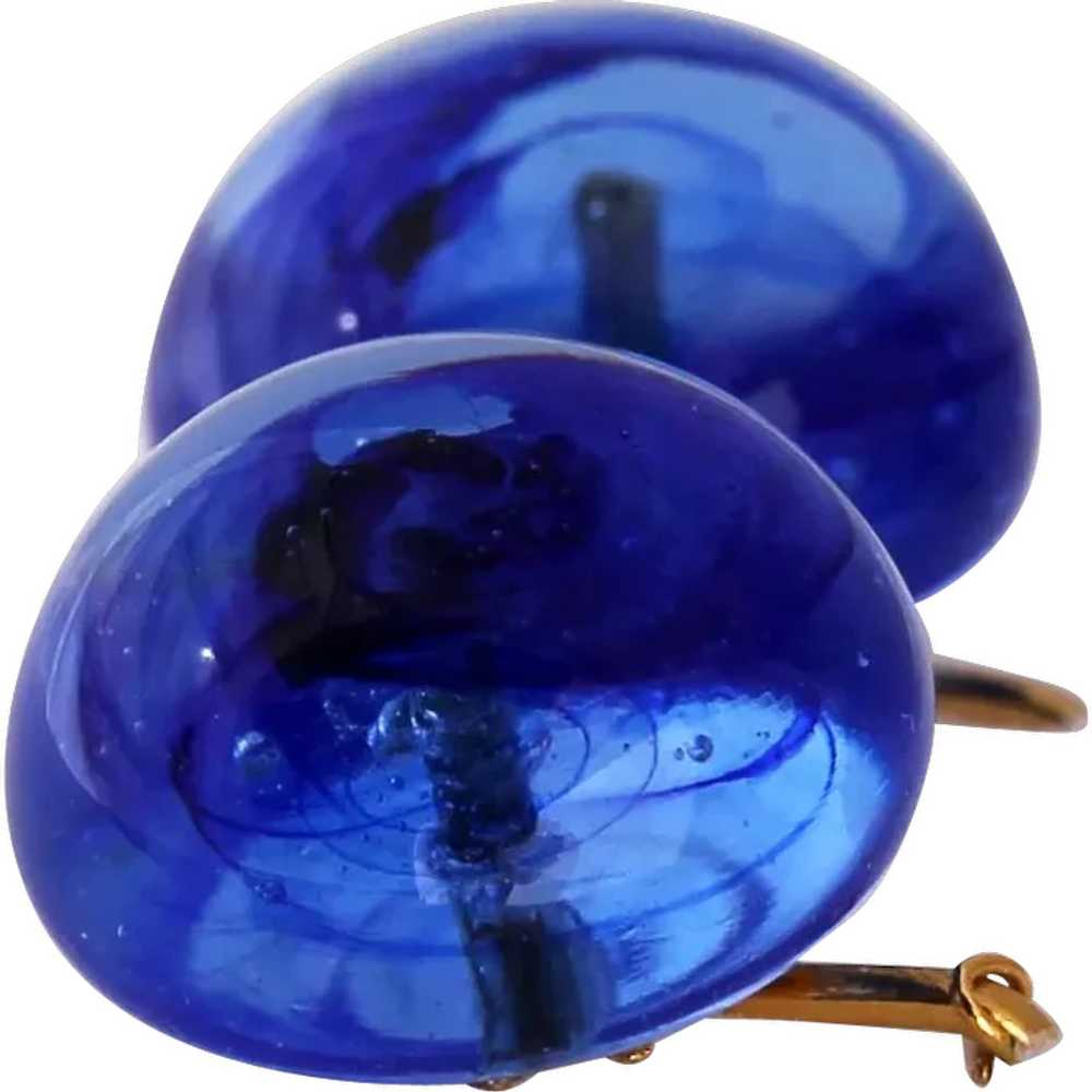William de Lillo Blue Art Glass Earrings - image 1