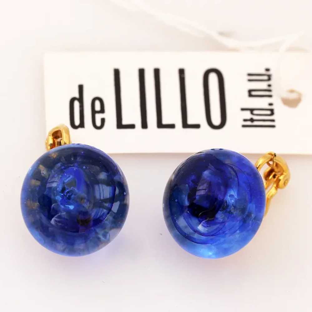 William de Lillo Blue Art Glass Earrings - image 2