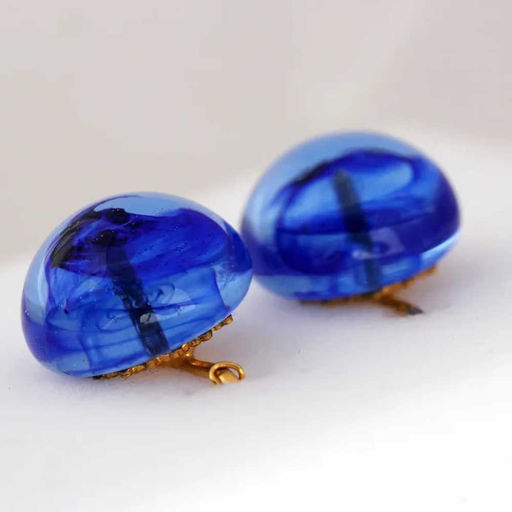 William de Lillo Blue Art Glass Earrings - image 5