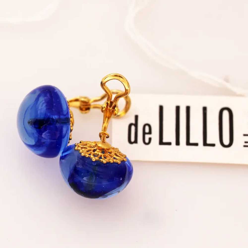 William de Lillo Blue Art Glass Earrings - image 7