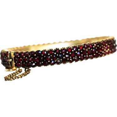 Bohemian Garnet Bangle Bracelet, 3 Row