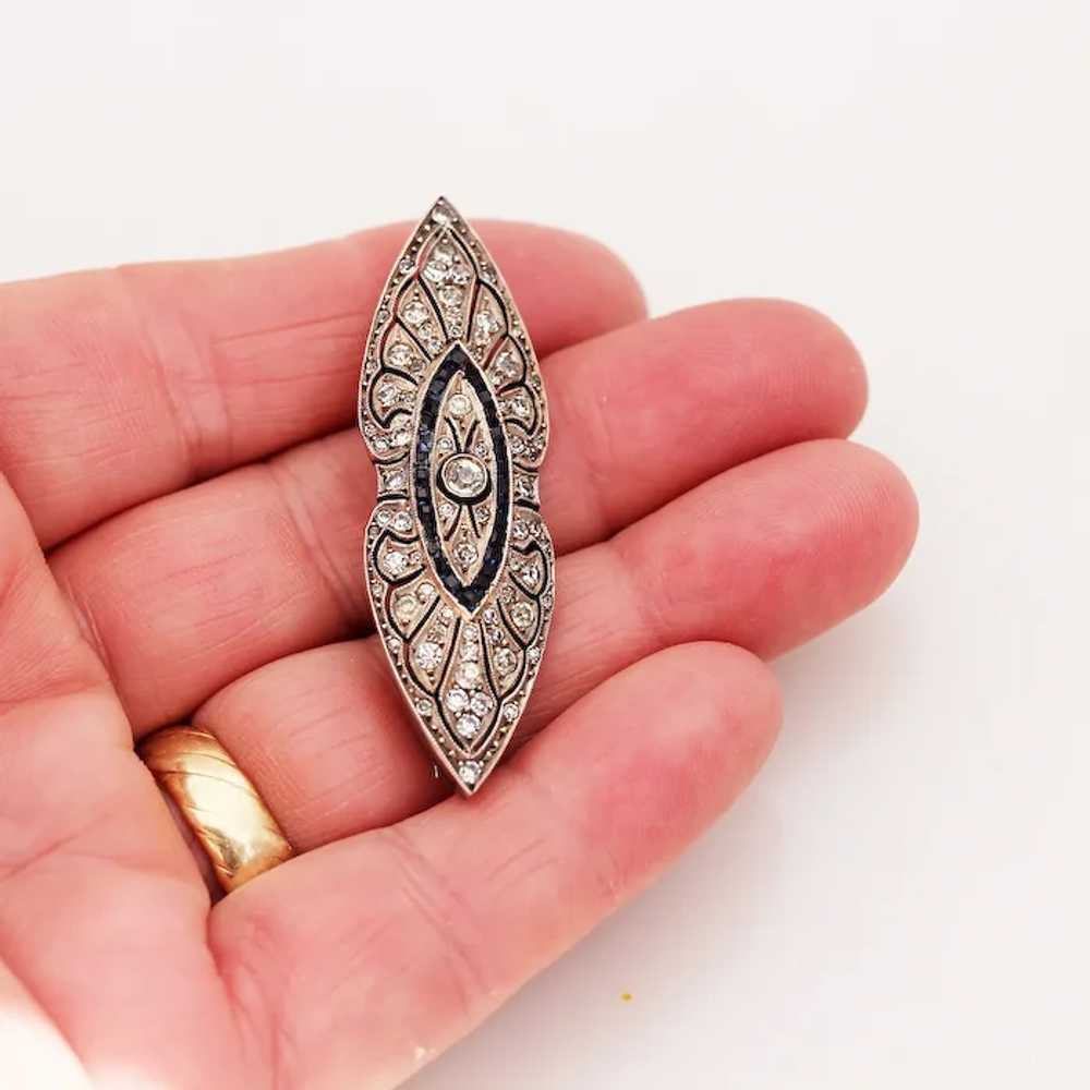 Art Deco Sterling Silver Paste Pin with Clear and… - image 3
