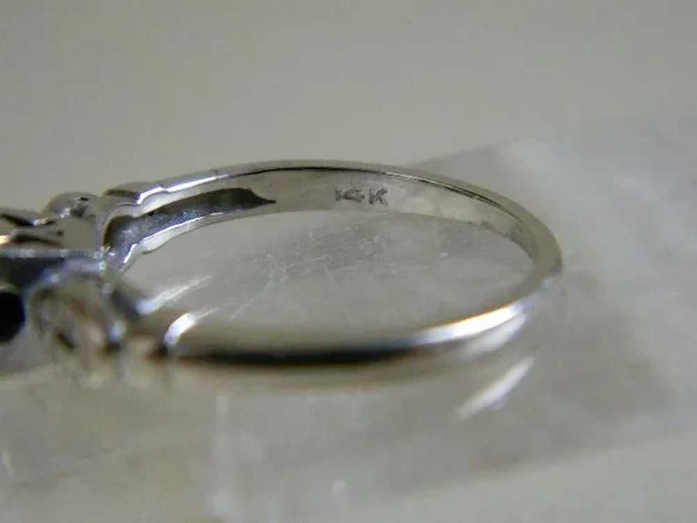 Vintage 14k White Gold Diamond Ring, 1940's - image 3