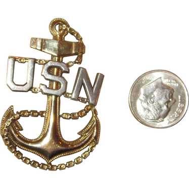 United States Navy Large Vintage Sterling  Brooch