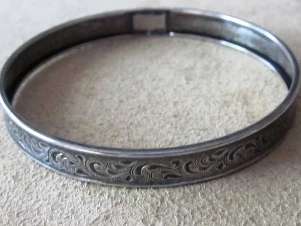 Sterling Silver Vintage Hand Forged Bangle Bracel… - image 2