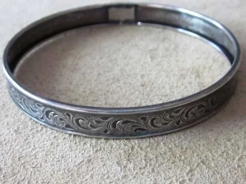 Sterling Silver Vintage Hand Forged Bangle Bracel… - image 3