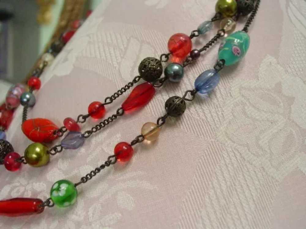 3 Strand Multi Glass Bead Necklace - image 4