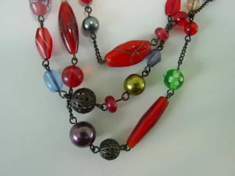 3 Strand Multi Glass Bead Necklace - image 5