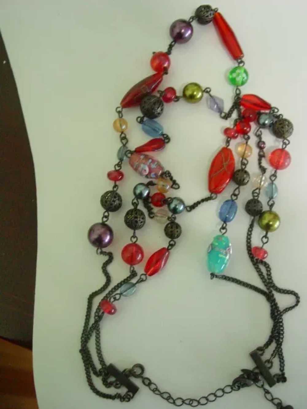 3 Strand Multi Glass Bead Necklace - image 6