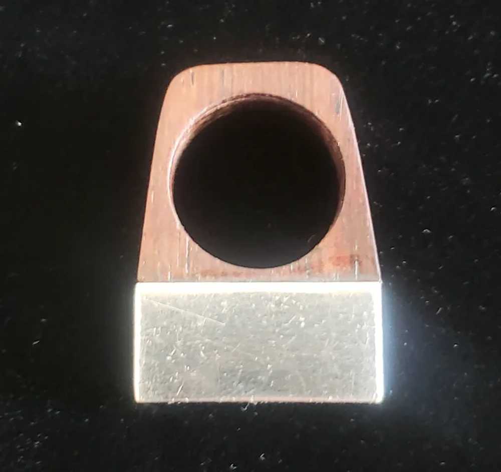 Modernist Sterling and Wood Ring - image 4