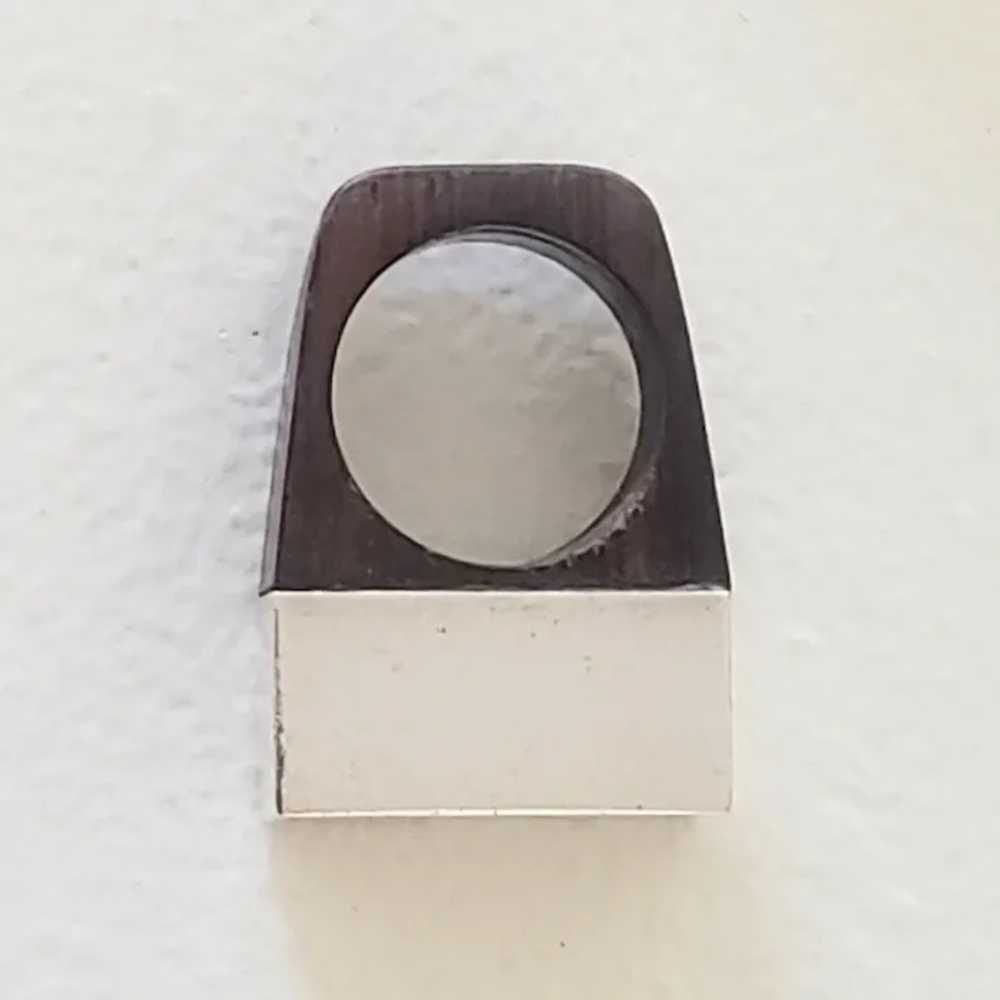 Modernist Sterling and Wood Ring - image 6