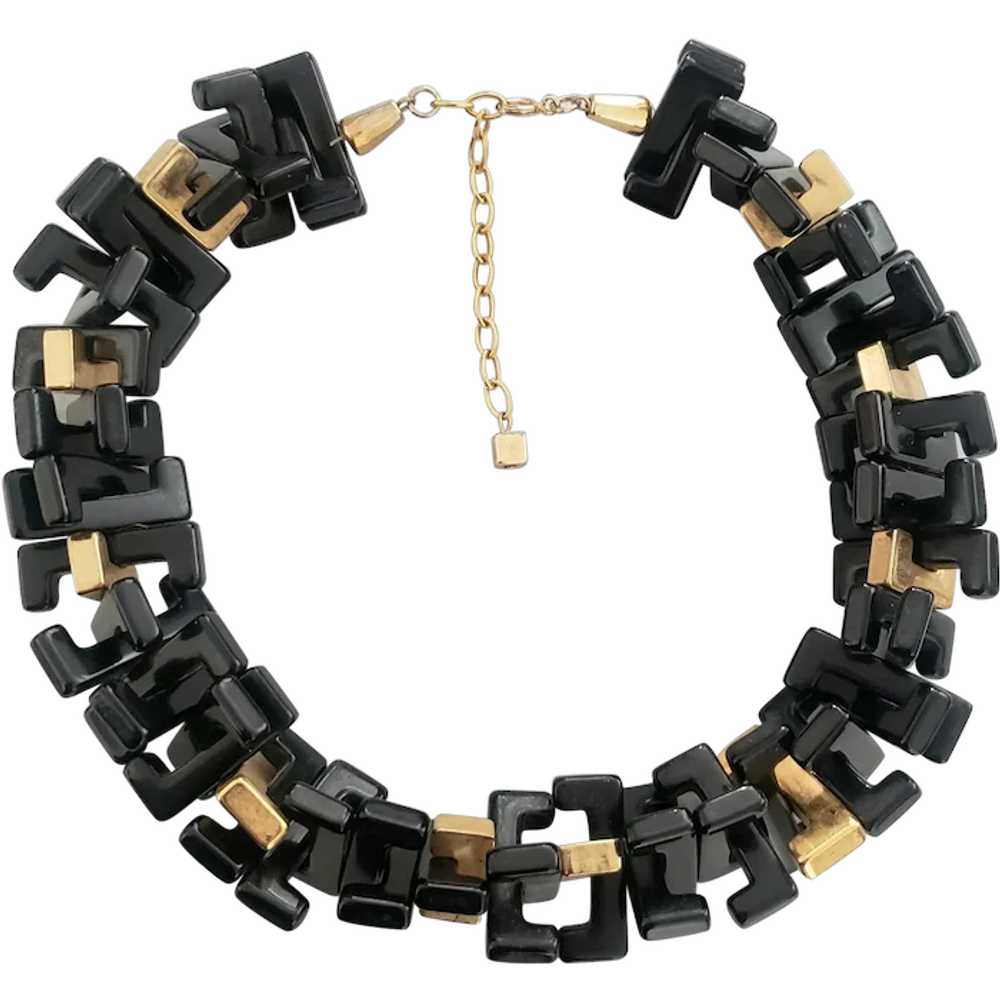 Black and Gold Geometric Adjustable Necklace - image 1