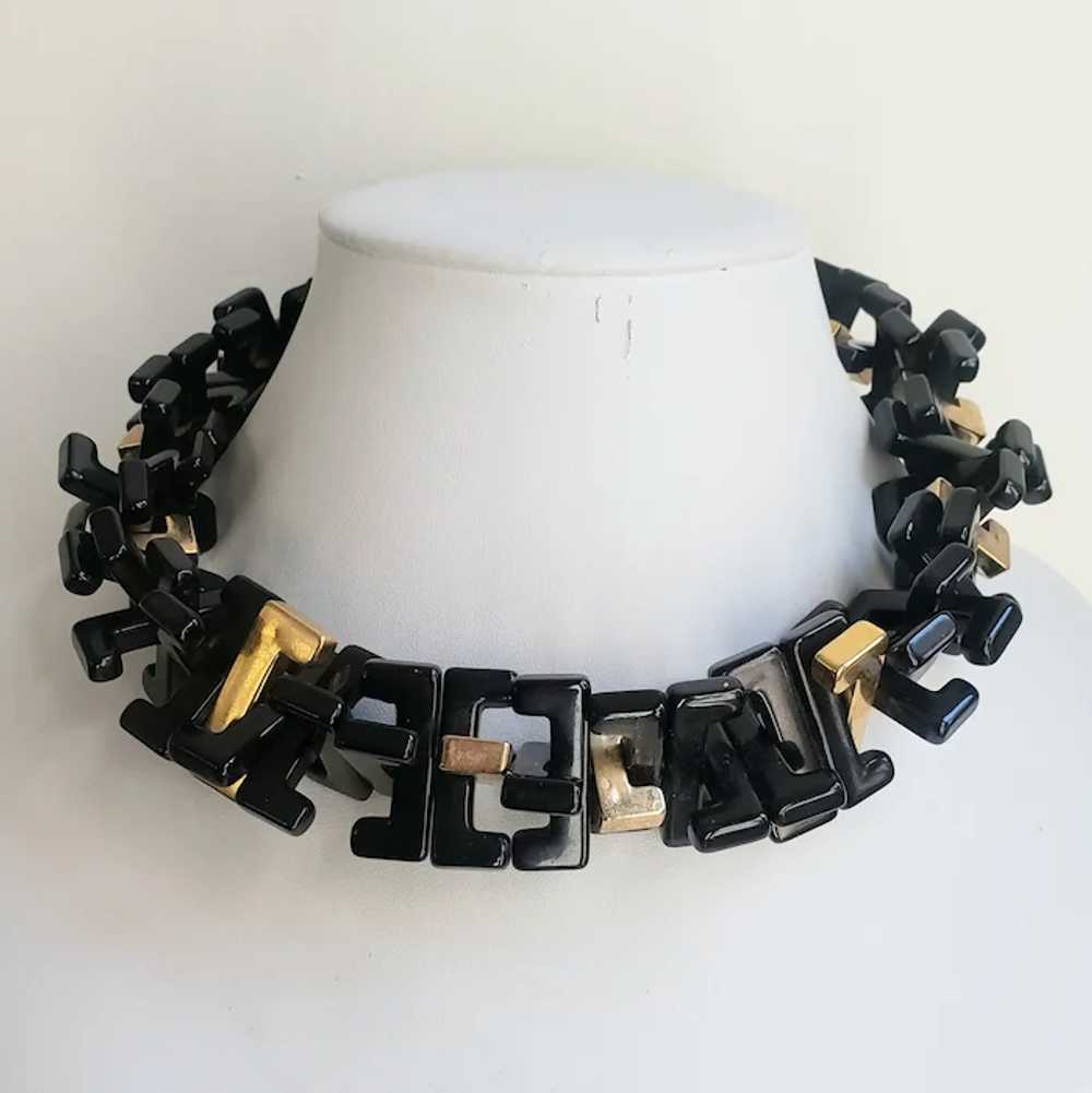 Black and Gold Geometric Adjustable Necklace - image 2
