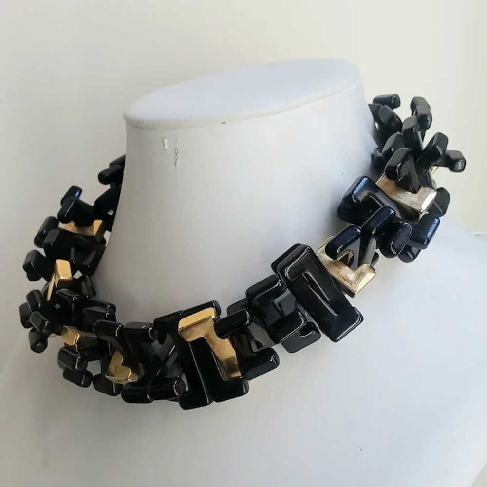 Black and Gold Geometric Adjustable Necklace - image 3