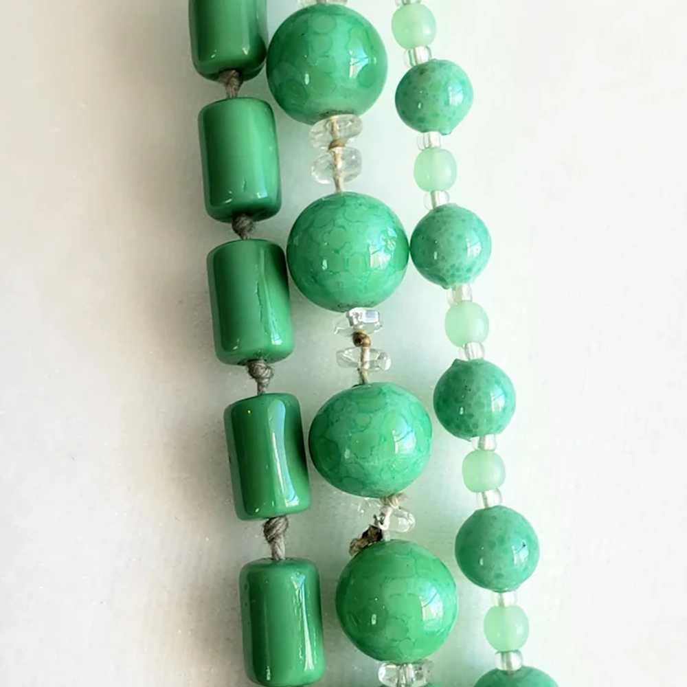 Trio of Pale Green GLASS Beaded Necklaces - image 4