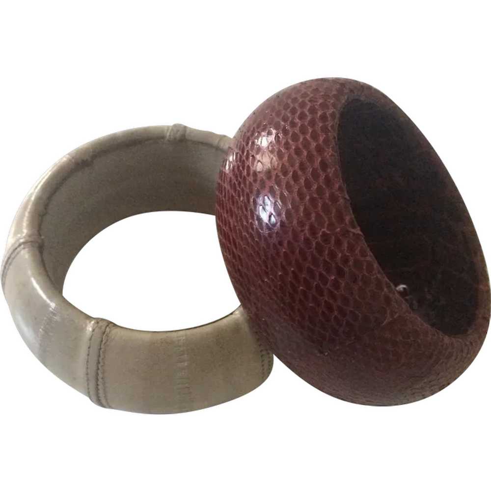 Snake and Eel Skin Covered Bangles - image 1