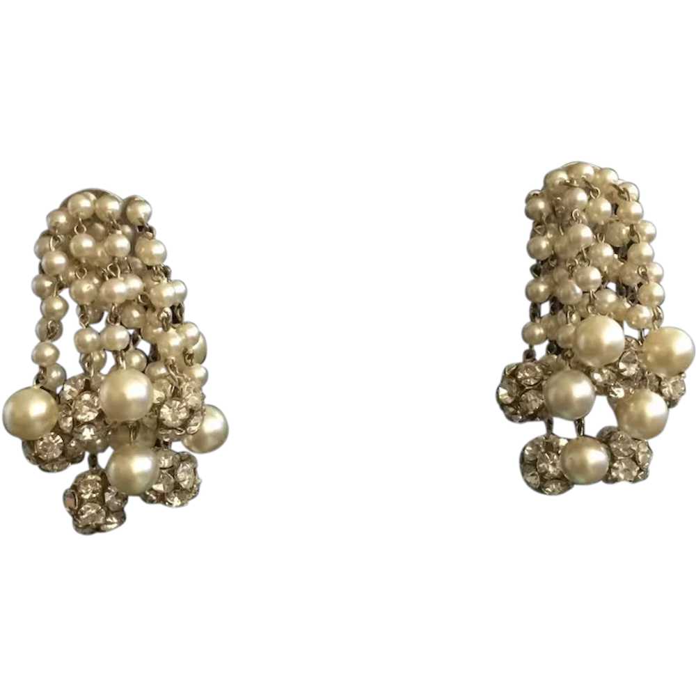 Drippy Rondelle and Faux Pearl Earrings - image 1