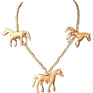 Brass HORSE Vintage Necklace
