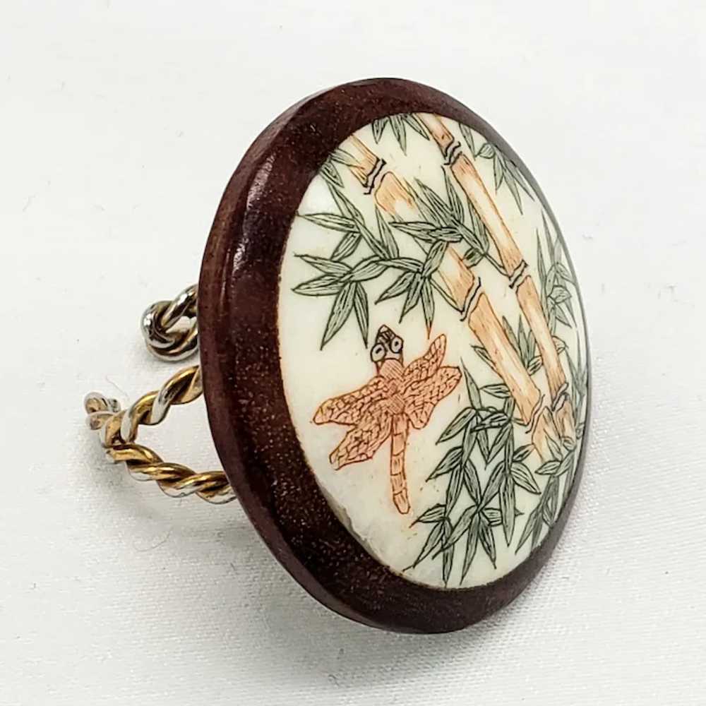 DARLING Dragonfly and Bamboo Japanese Button Ring - image 2