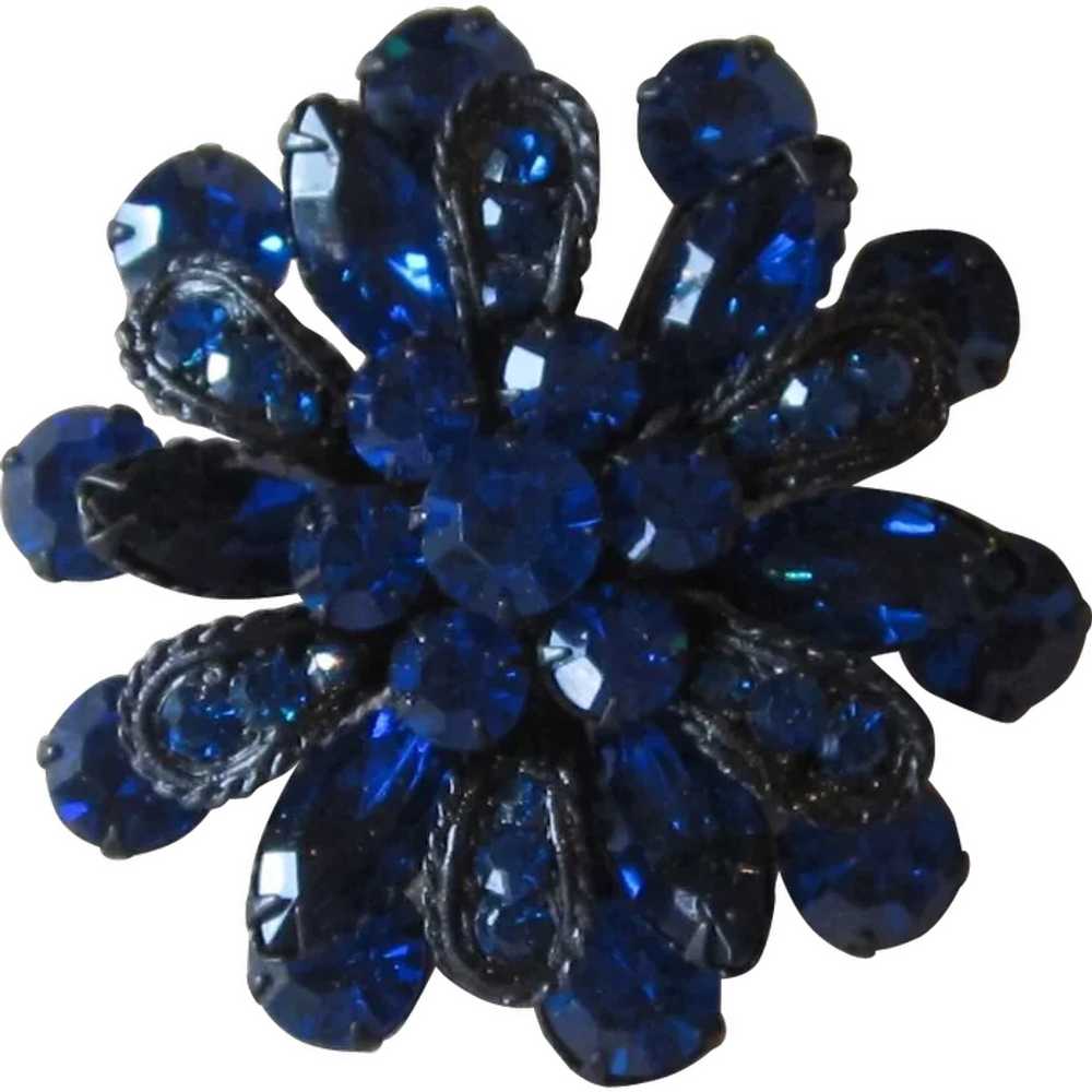 Stunning Blue Vintage Brooch - image 1