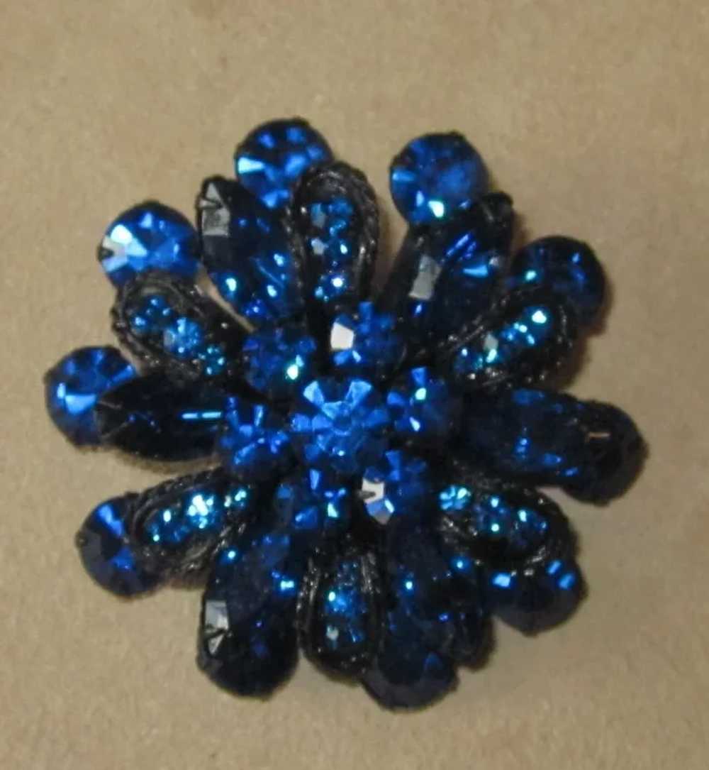 Stunning Blue Vintage Brooch - image 2