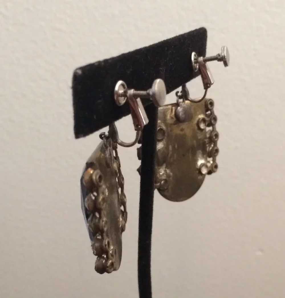 Multi-faceted 1930's Belt buckle Earrings - image 3