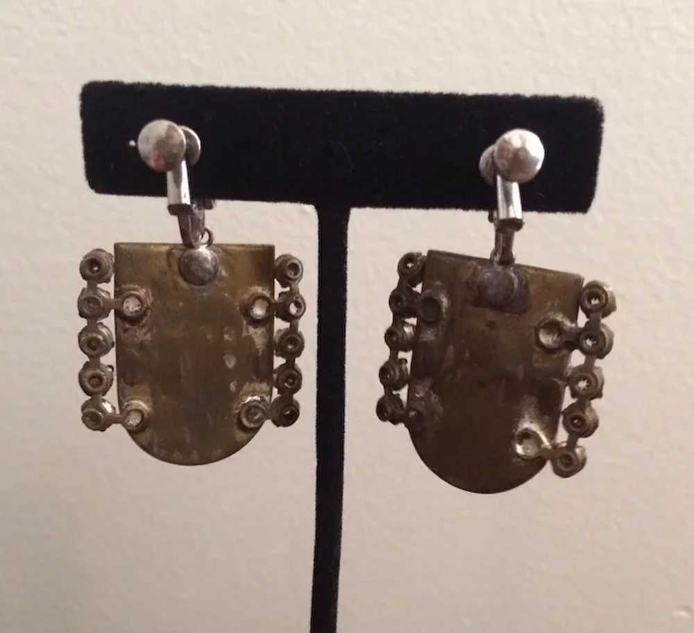 Multi-faceted 1930's Belt buckle Earrings - image 4