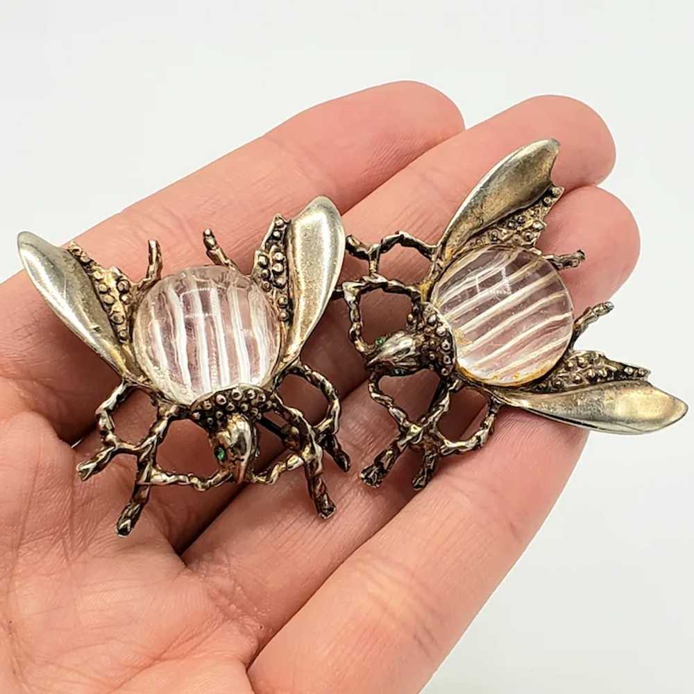 Sterling Jelly Belly Bug - Wasp - Fly Brooches - image 2